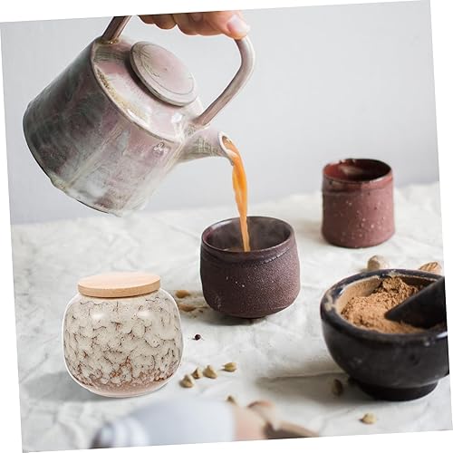 Miniatura 9 de Angoily Tarro de té de cerámica estilo chino vintage tarro de almacenamiento de té de porcelana lata de té de almacenamiento de té, recipiente de té