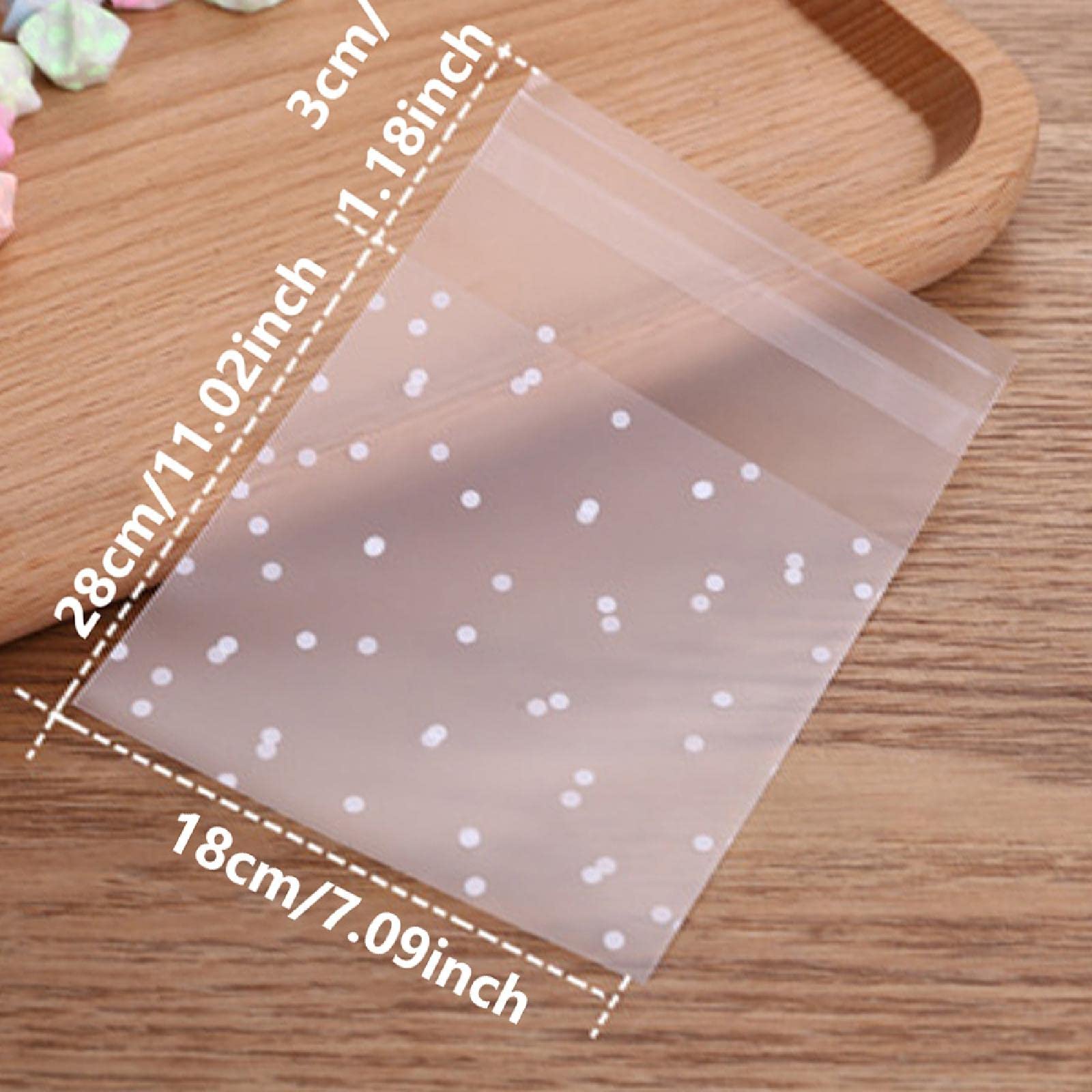 SagaSave 300pcs 18 × 28 cm Bolsas de Galletas Auto Adhesivas OPP Bolsa de plástico Bolsas de celofán Transparentes para Alimentos Candy
