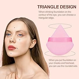 Flytianmy 16Pcs Triangle Powder Puffs, Face Makeup Puff for Body Loose Powder Beauty Makeup Tool Pink