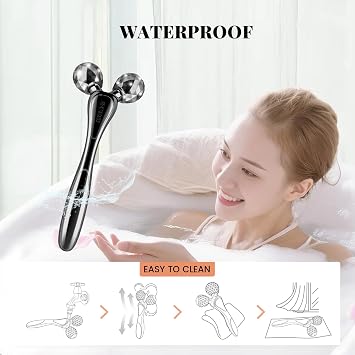 Gunmetal 3D Face and Body Massager Roller for Jawline Sculpting | Solid Zinc Alloy Tool with 75 Degree V-Shape Rollers for Face Contouring and Daily Body Tension