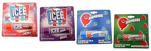 Labs - Bálsamo labial con sabor a caramelo ICEE y Airhead (paquete de 4.15 onzas cada una) ICEE cereza y uva, Airheads frambuesa azul y sandía, disponible en Yaxa Mexico