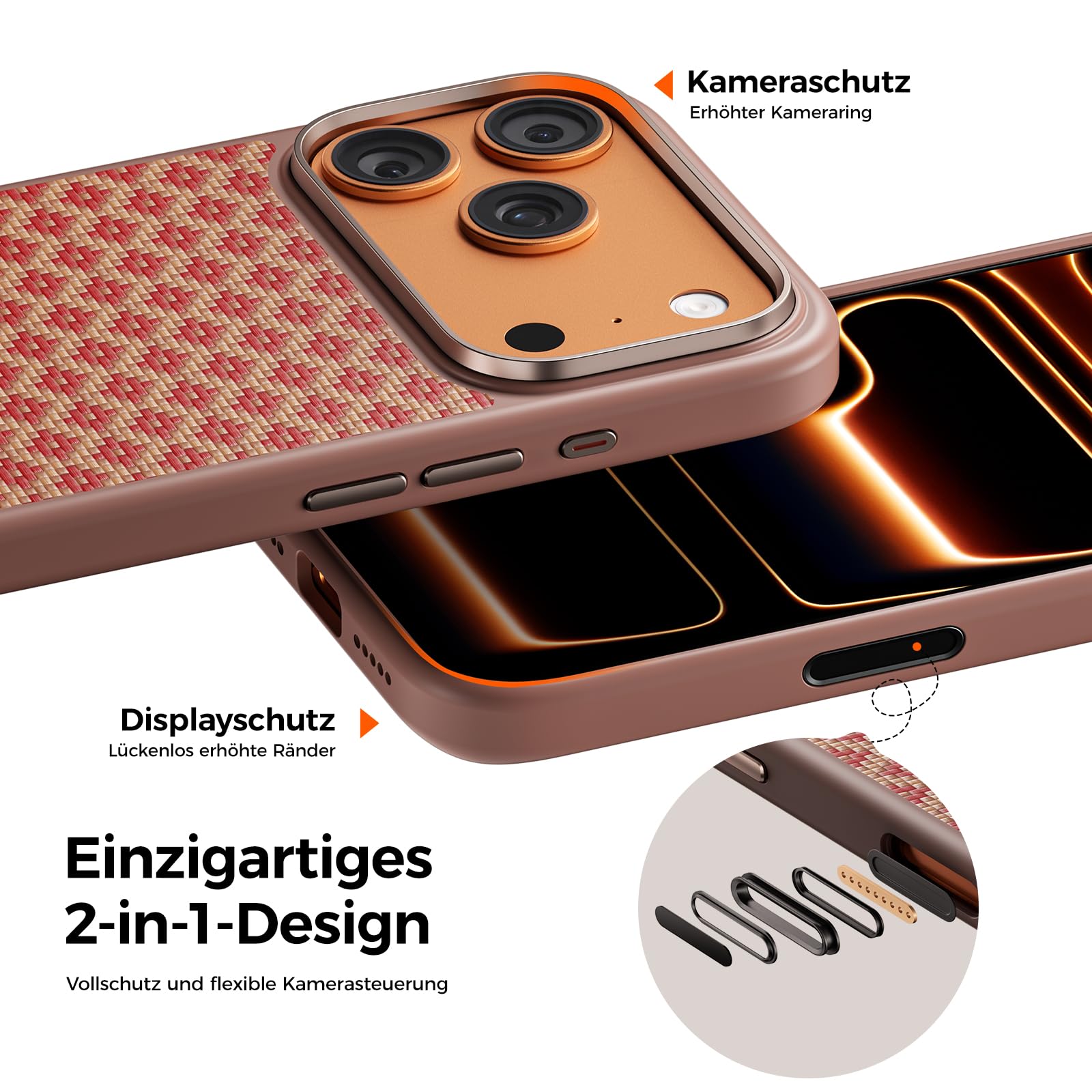 BENKS für iPhone 17 Pro Hülle mit Kamerasteuerung für Magsafe, Militärschutz & Extreme Magnetkraft Handyhülle 17 Pro Case Stoßfest aus Aramidfaser und TPU, Terra Orange