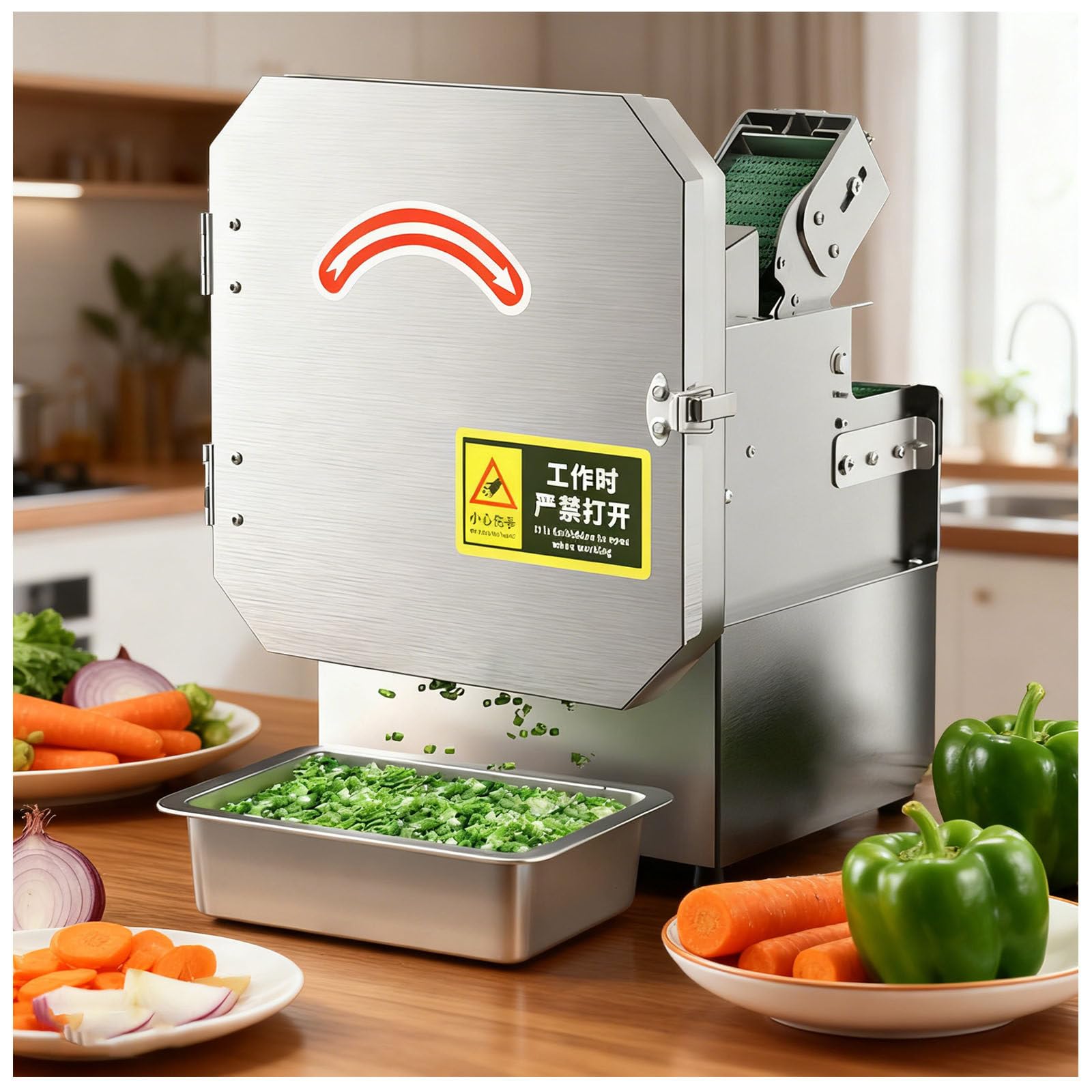 JKJZSALJ Compact Electric Vegetable Cutter, Adjustable 1.5-35Mm Thickness & Length, For Chives Scallions, Veggie Slicing Machine