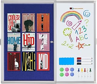 36x24 Lockable Bulletin Board with Hidden Whiteboard – Weatherproof Display Case & Slide-Out Writing Surface for Office, School, or Home