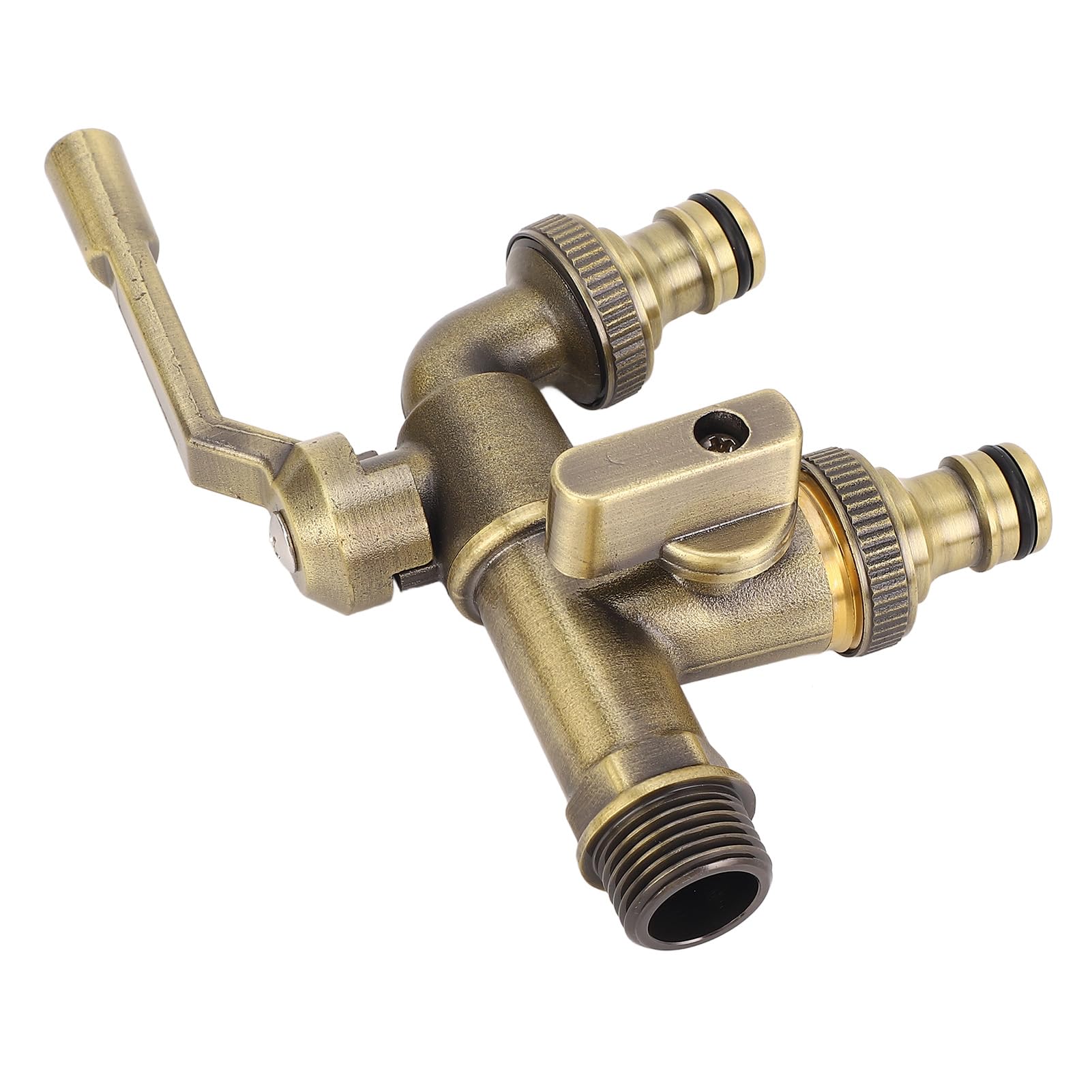 Greensen Rubinetto Doppio Esterno, Rubinetto a Sfera in Ottone da Giardino a Parete con 2 Uscite per Casa, Balcone, Connettore per Tubo