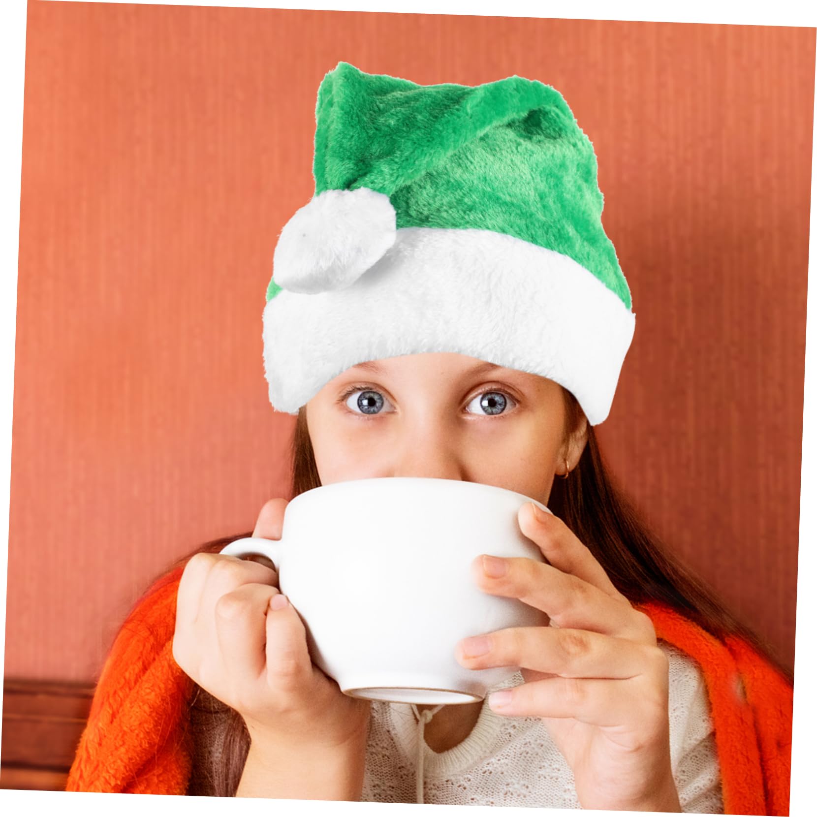 PRETYZOOM 5 Piezas Gorro de Papá Noel de felpa sombrero de navidad sombrero de traje de navidad gorros navideños christmas hat cálido gorro de Papá Noel de Navidad felpa corta Green
