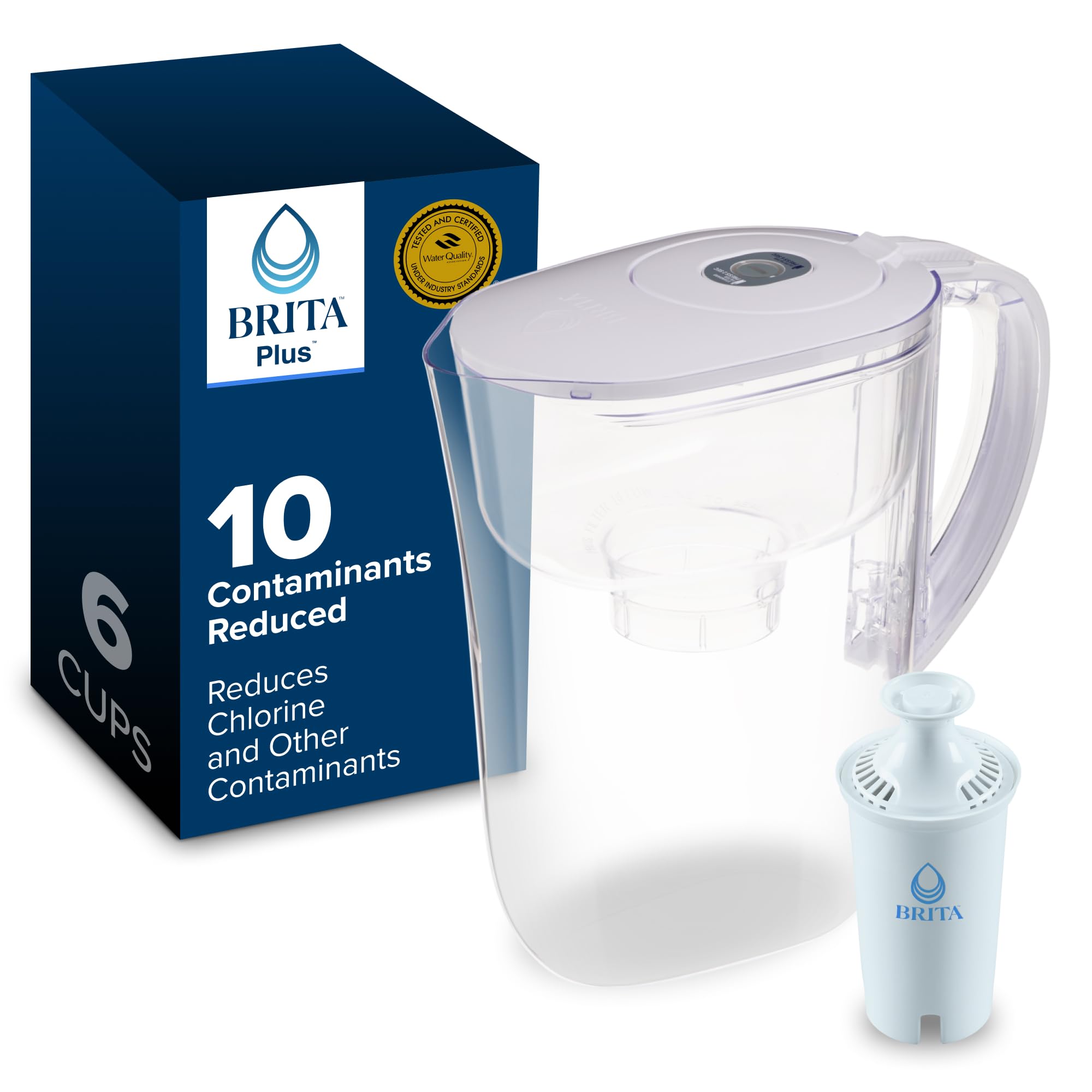 Photo 1 of Brita Small 6 Cup Water Filter Pitcher, 1 BritaPlus Filter, Metro, Clear (Package May Vary)