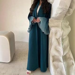 عباية نسائية بأكمام طويلة بألوان متدرجة وقصة عادية مناسبة للمواسم الأربعة