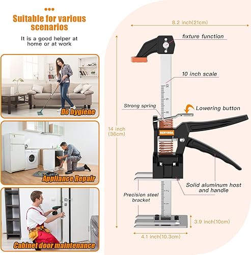 Miniatura 7 de Conjunto de dos piezas de aluminio para levantar el brazo que ahorra trabajo, mejor que el material antiguo, 15.7 pulgadas para puertas y ventanas,