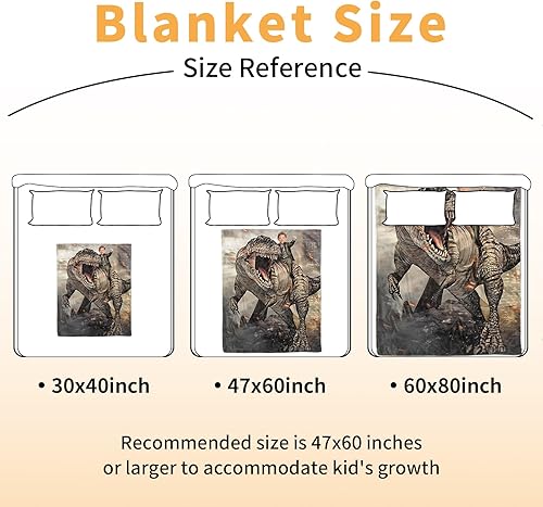 Miniatura 7 de Manta de fotos personalizada, diseños de dinosaurios con imagen personalizable, manta de franela suave con respaldo punteado de doble capa para