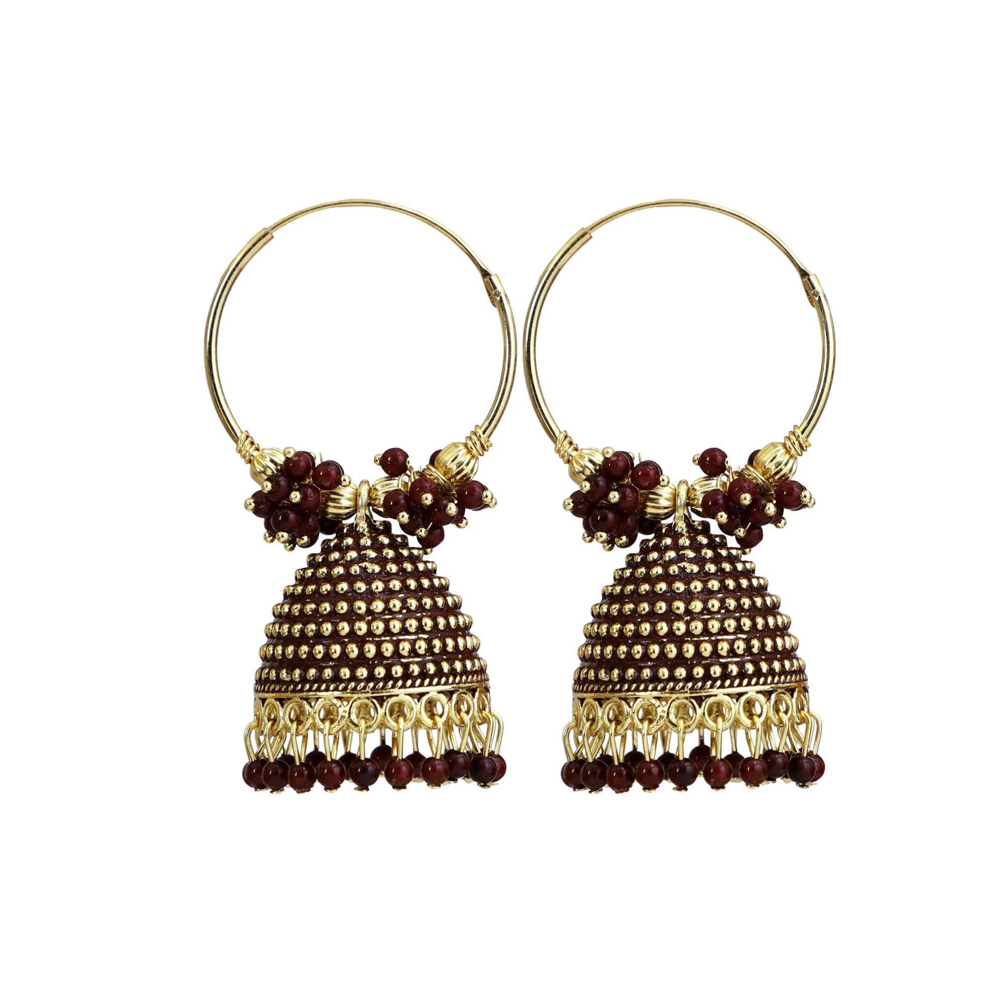 Starvis Gold Plated Traditional Ethnic Color oxidised Handcrafted work Jhumki/Jhumka Round Pearl Moti Hoop Baali Earrings for Women/Girls (Brown) (B0B8JK8XKB) Amazon Price History, Amazon Price Tracker