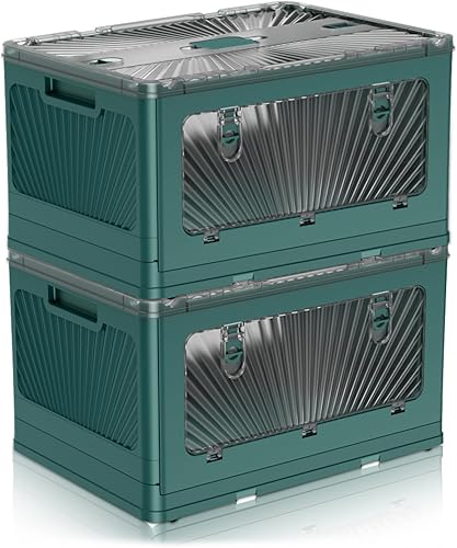 Sindax Paquete de 2 contenedores de almacenamiento con tapas, contenedores de almacenamiento grandes plegables de 13.8 galones con ruedas y puerta, disponible en Yaxa Colombia