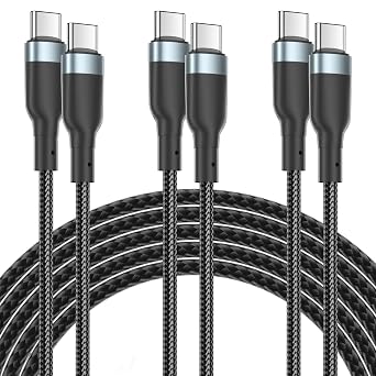 USB C Cable Fast Charging for iPhone 17 Air, 60W USBC to USBC Cable Long Braided Type C Cord 6.6FT for iPhone Air/iPhone 17/16/15 Pro Max Charger Cord, for iPad/MacBook USB-C Cables [3-Pack]