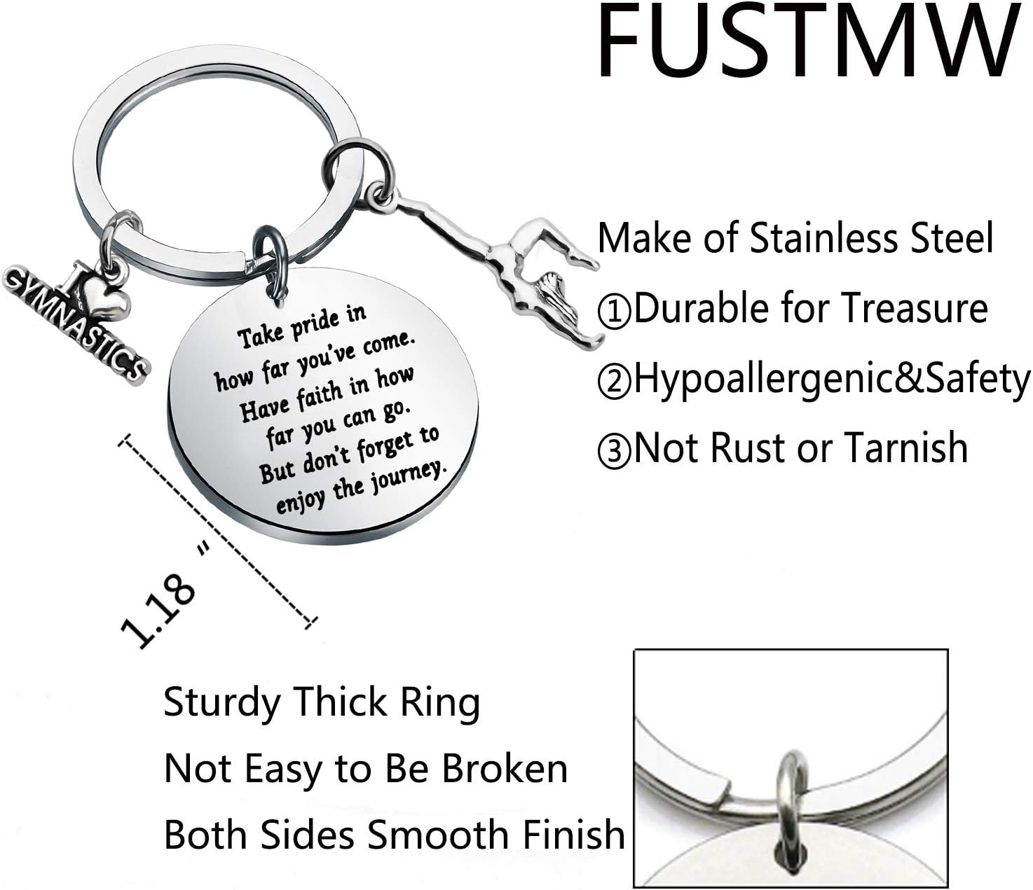 FUSTMW Gymnast Gift Gymnastics Keychain Inspirational Gifts Gymnast Jewelry Gymnastics Class Gift Birthday Jewelry for Teens - Image 3