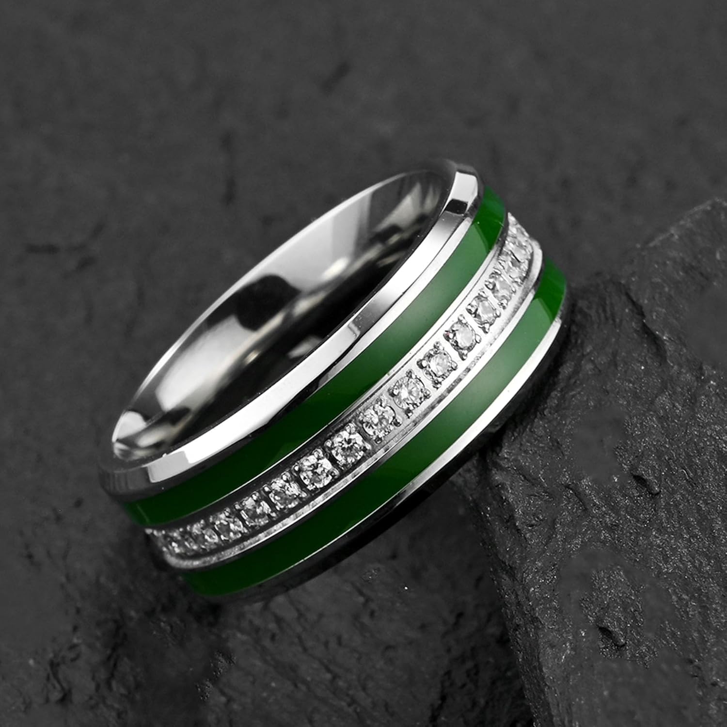 Couple Rings White Gold Plated 925 Sterling Silver Ring Pear 1.5CT AAAAA CZ Women Wedding Ring Sets Men Titanium Steel Ring