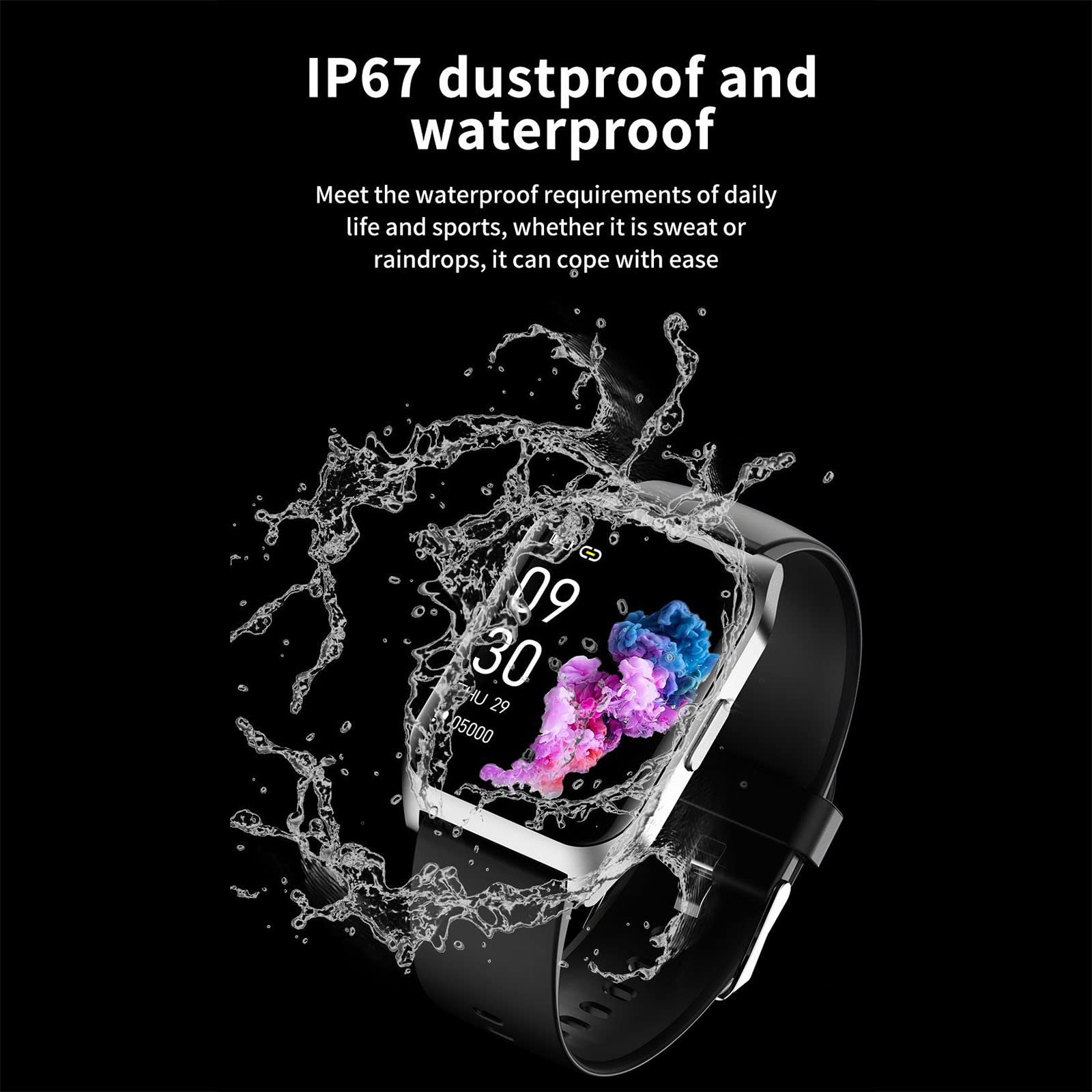 4.3 cm dotykowy smartwatch dla mężczyzn i kobiet. Wodoodporny monitor fitness IP67 z pulsometrem i monitorem snu, z 24 trybami ćwiczeń, krokomierzem kalorii, smartwatchami do iPhone'a i