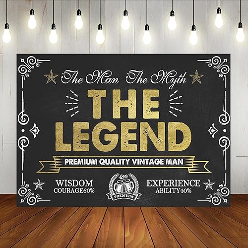 Lofaris Decoración de fondo de cumpleaños de hombre vintage para hombres, decoración de fondo con temática de oro negro, suministros de fiesta, 30,