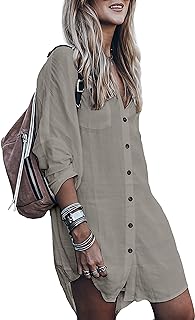 Women’s Swimsuit Cover up,Silky Button Down Shirt Midi Dress Kimono,Summer Bathing Suit Beach Coverups for Women (CP-Aline) Price In India