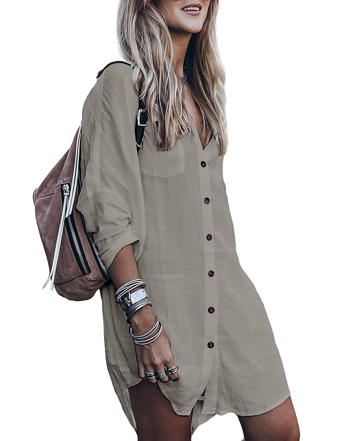 Women’s Swimsuit Cover up,Silky Button Down Shirt Midi Dress Kimono,Summer Bathing Suit Beach Coverups for Women (CP-Aline) - Review, Price and Buying Guide