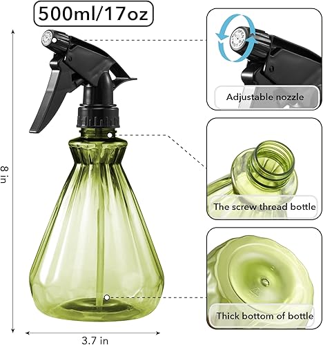 Miniatura 4 de paeyaer Botellas rociadoras de 17 onzas (paquete de 2)  a prueba de fugas, boquilla ajustable, botellas de spray vacías para soluciones de limpieza,