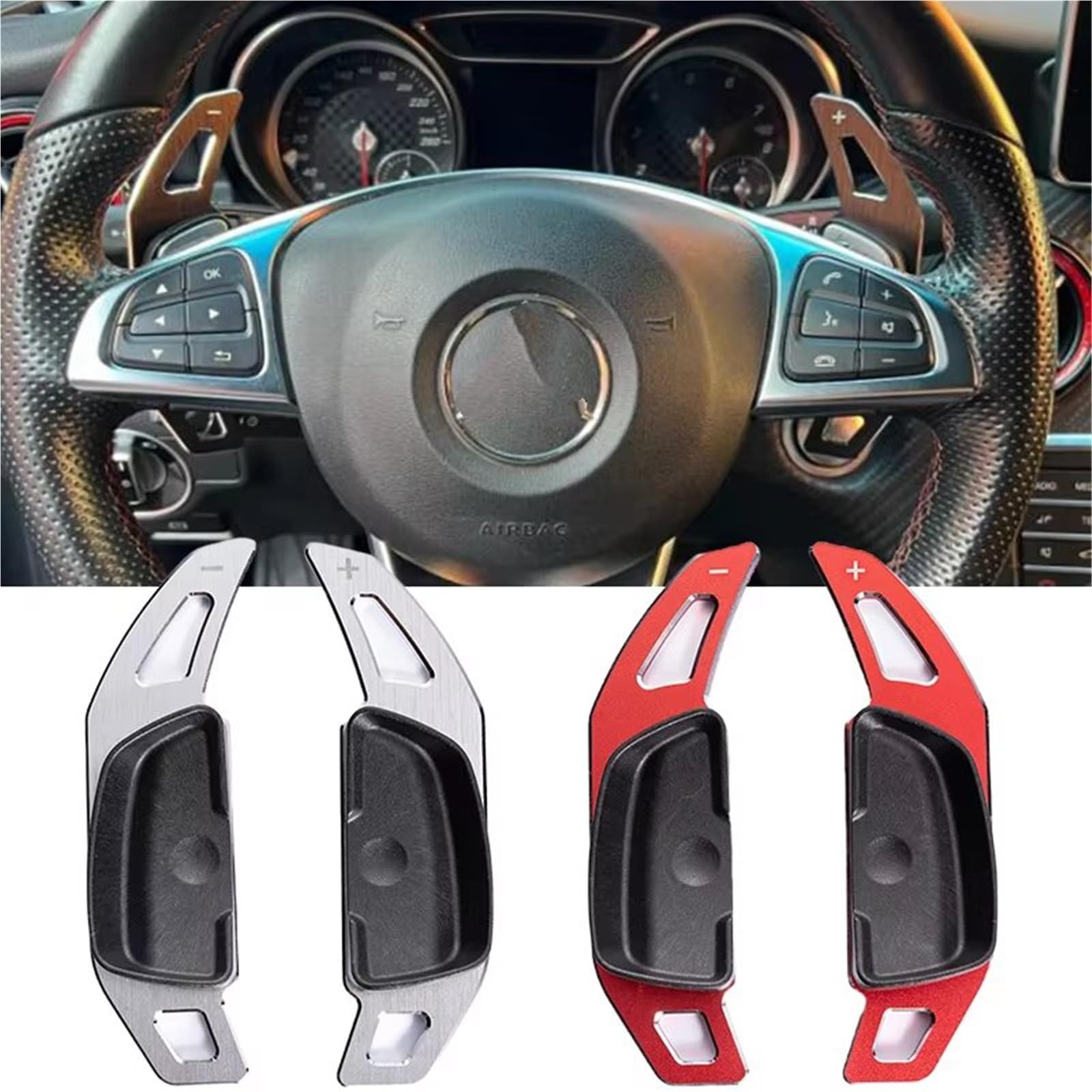 Estensione Leva Paddle Compatibile Con Benz Per GLC W X253 GLC300 GLC350 2016-2022 Per GLA X156 GLA250 2017 2018 2019 2020 2021 2022 Estensione Del Cambio Al Volante(Silver)