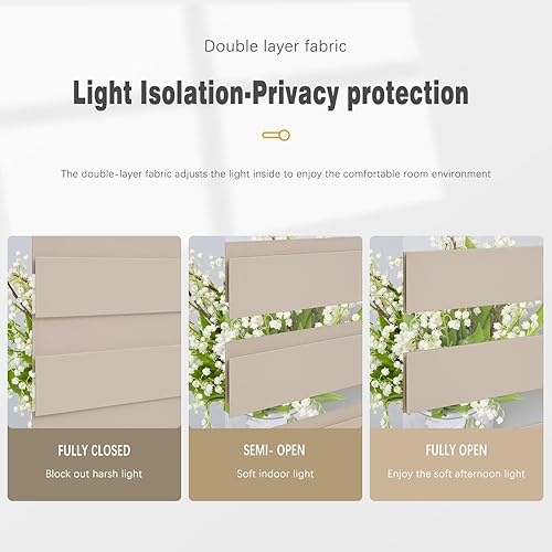 Miniatura 7 de Changshade Persianas de cebra con cordón para ventanas, puertas corredizas de vidrio opacas, persianas enrollables de doble capa para día y noche