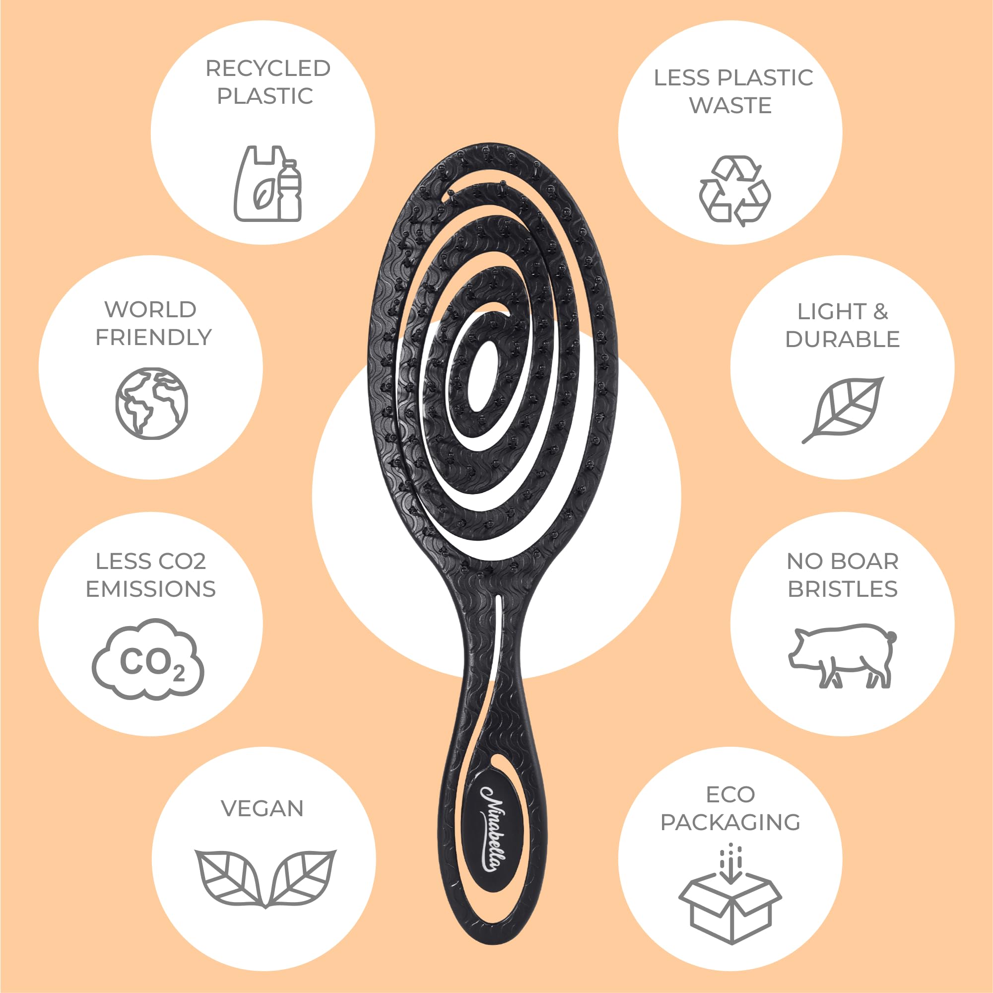 Ninabella Mini Detangling Hair Brush for Women & Men, Does not Pull, Removes Tangles, Brushes for Straight Curly & Wet Hair - Image 4