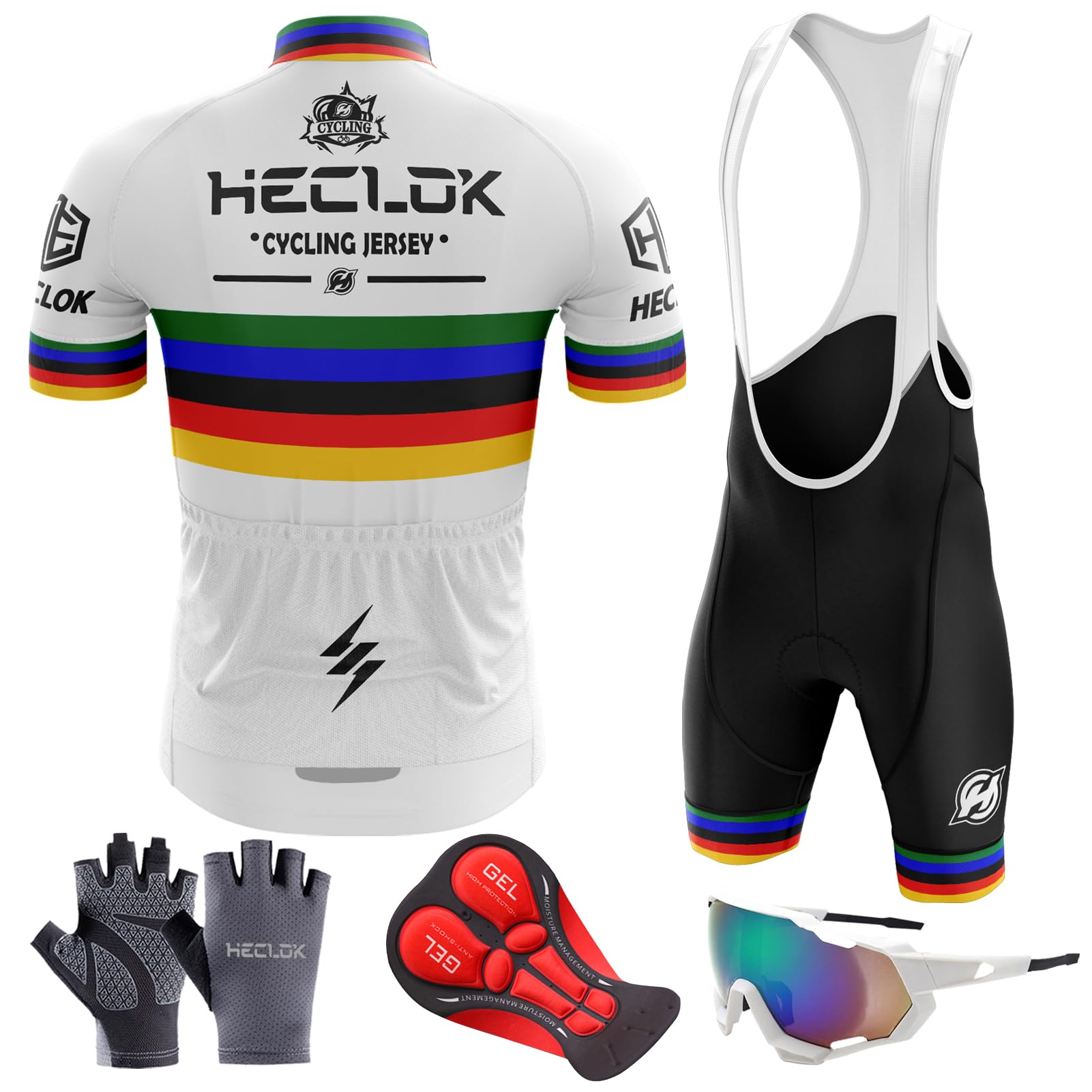 Ensemble Cycliste Homme Manches Courtes - Maillot Respirant & Cuissard Gel 3D pour VTT et Route | Tenue de Vélo Professionnelle à Séchage Rapide | Personnalisable Logo