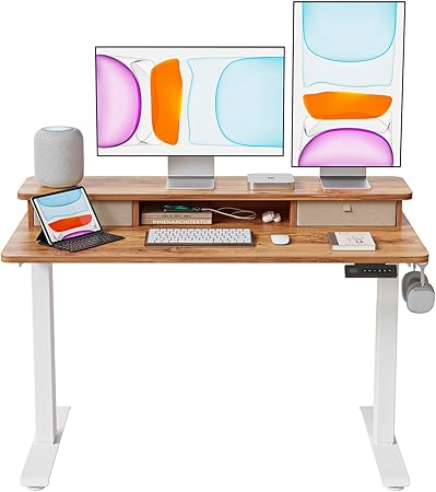 BANTI 48x24 Inch Electric Standing Desk with Dual Drawers