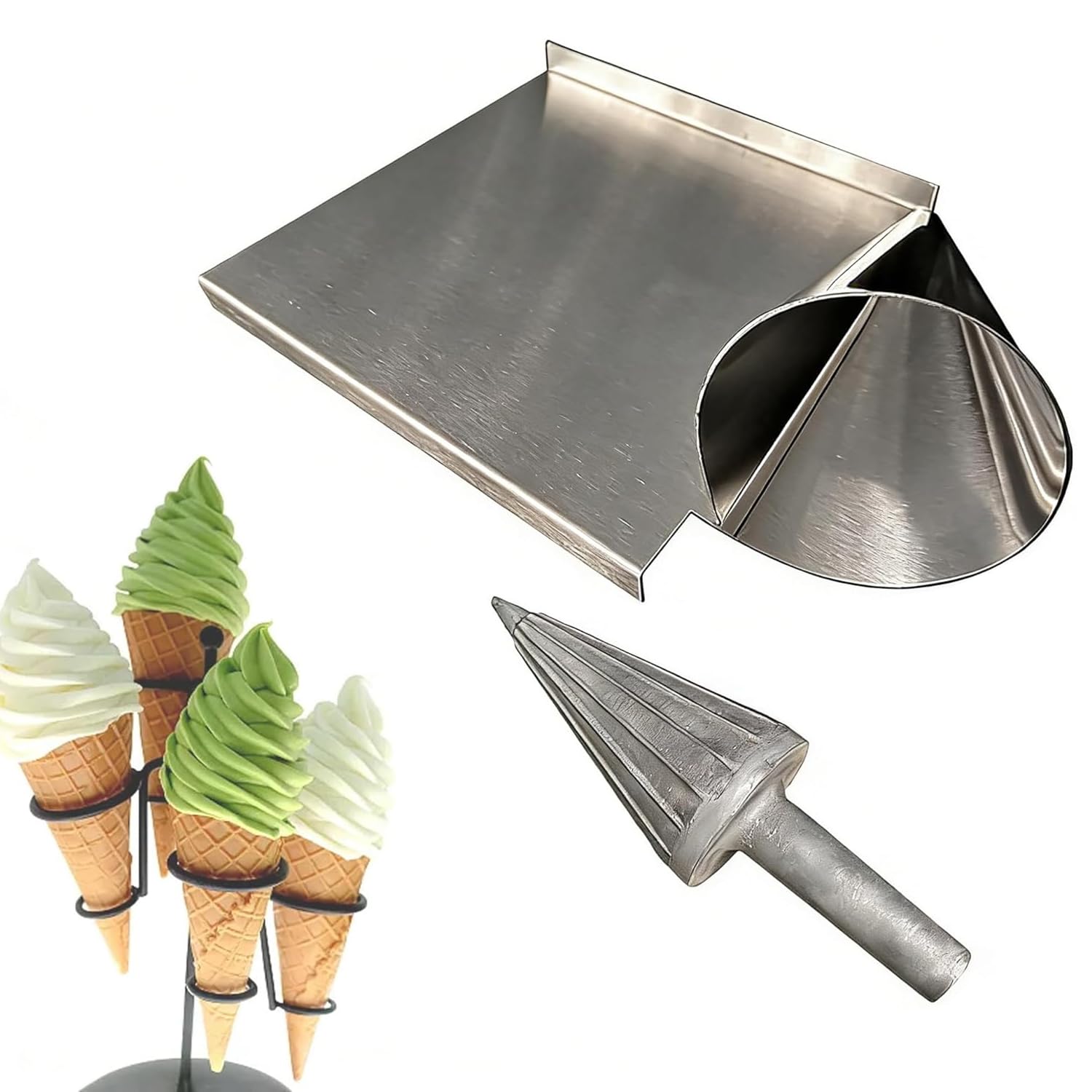 OSPSHPG Ice Cream Waffle Cone Roller, Nonstick Waffle Cone Shaper Tool, Stainless Steel Pastry Shaper, Smooth Surface, for Kitchen, Bakeries