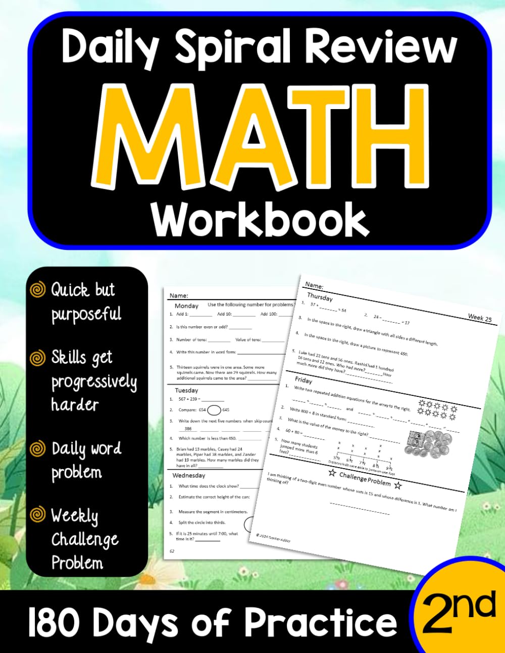 Daily Spiral Review Math Workbook for 2nd Grade: Math Practice Workbook (Daily Spiral Review Math Workbooks)