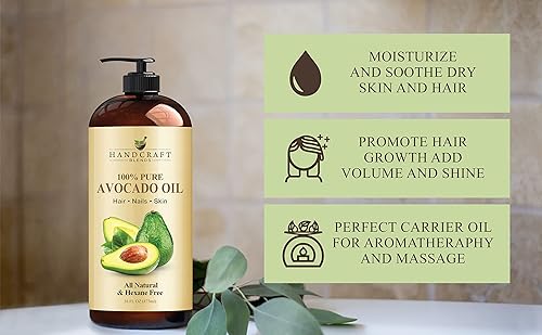 Miniatura 5 de Handcraft - Aceite de aguacate de 16 onzas líquidas 100 puro y natural aceite para el cabello aceite portador para aromaterapia aceite de masaje