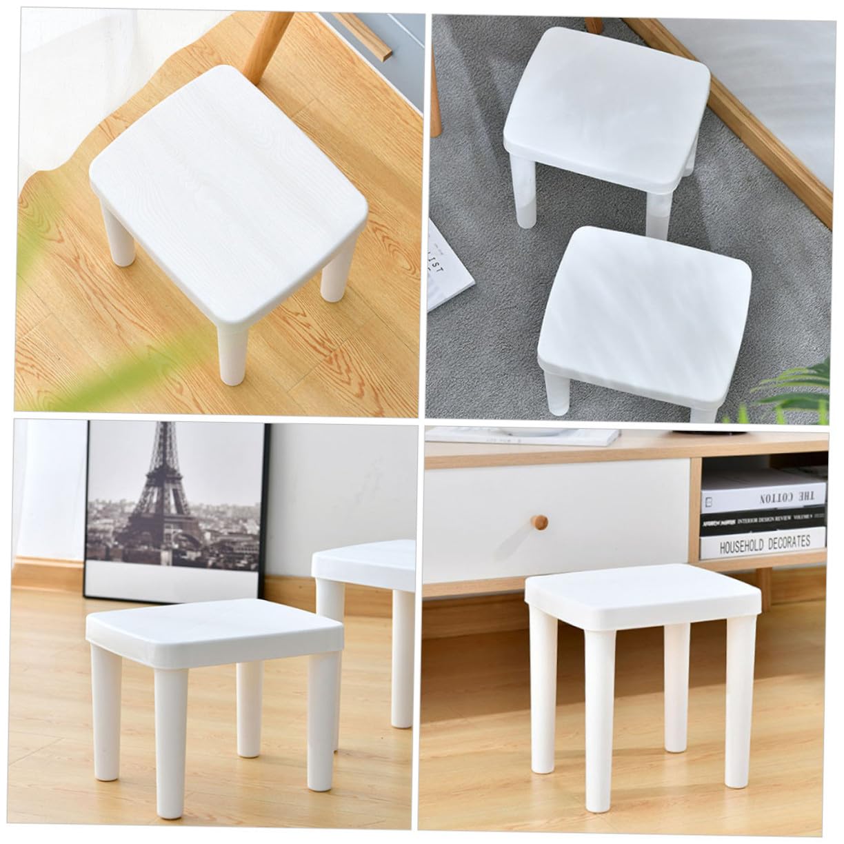 Sgabello Antiscivolo per Bagno Bambini, Leggero, Bianco, Plastico