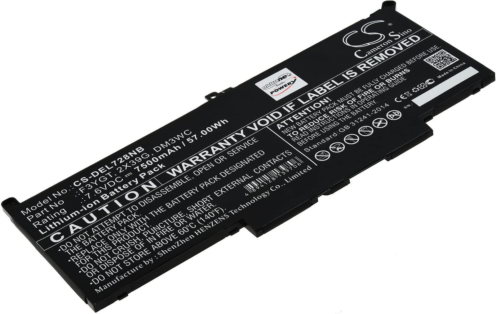 Batteria per laptop Dell Latitude 13 7390, 7,6 V, ai polimeri di litio