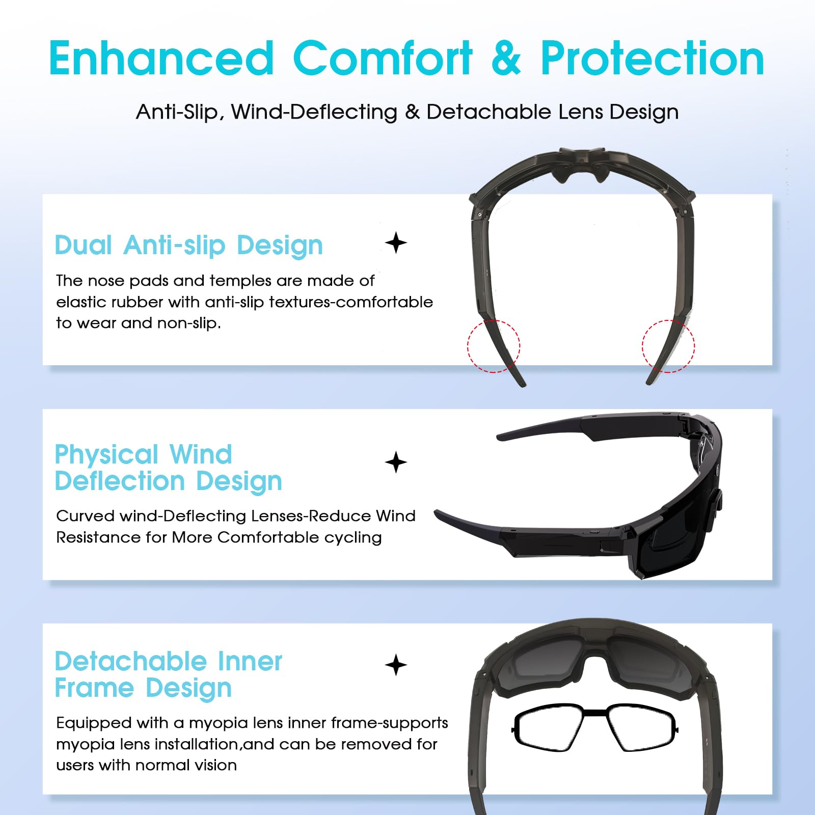 AI Smart Glasses mit Kamera – Fahrradbrille- & Sportbrille für Damen/Herren mit 4K HD Video, Foto & Übersetzung, UV400-Schutz, perfekt für Radtouren & Outdoor-Aktivitäten
