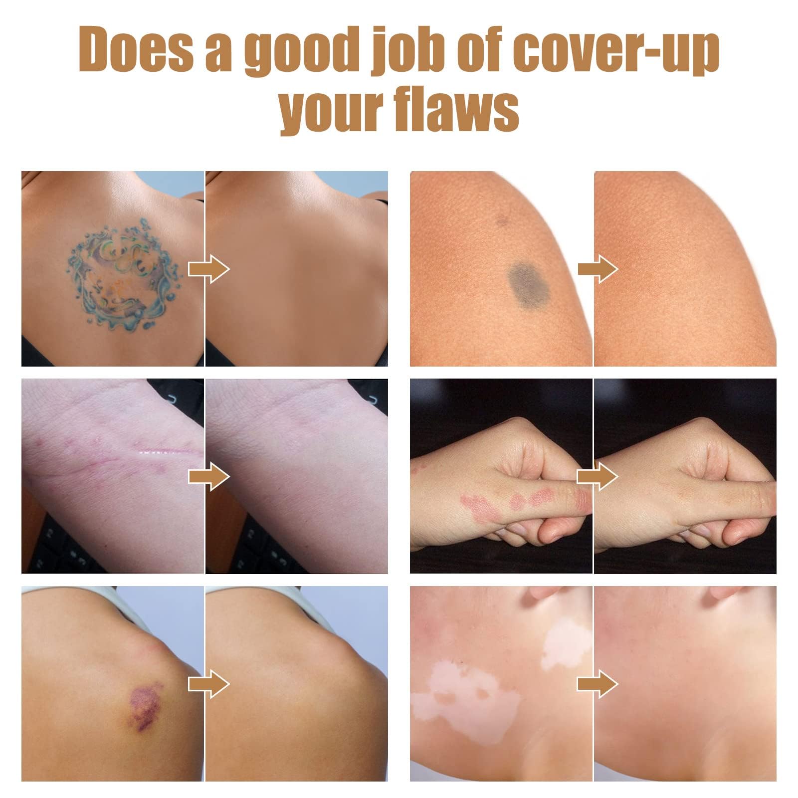 Copri Tatuaggi, Tatuaggio Correttore, orrettore per Coprire Tatuaggi, Tattoo Concealer, Correttore Waterproof, Cicatrici Vitiligo, Crema Coprente Capillari Gambe