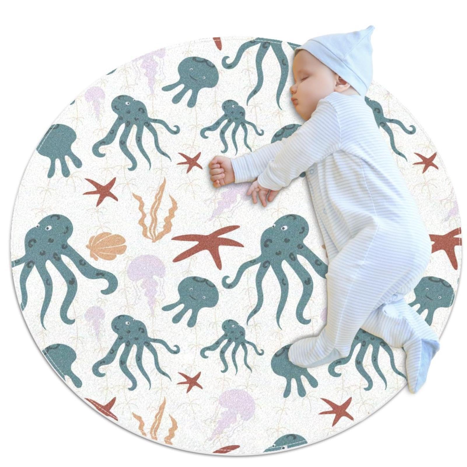 Tapis antidérapant méduse et étoile de mer lavable pour douche