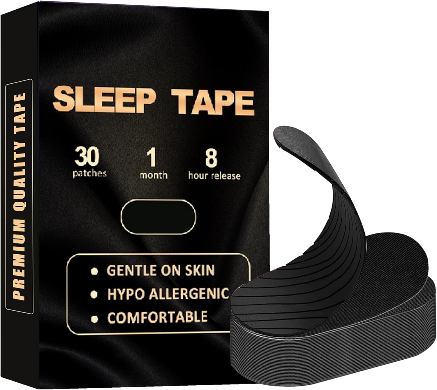 awlofyd Black Gentle Premium Tape (30 Pack) - Pain Free Removal, Hypoallergenic, Latex Free & Gentle On Skin