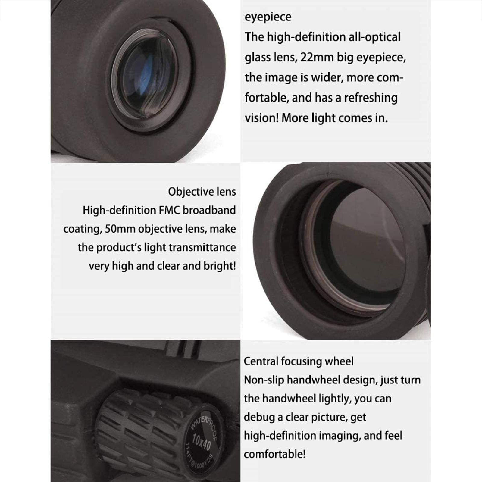 Monoculaire Compact HD 8x50 avec Vision Nocturne, Prisme BAK4 Haute Puissance, Objectif FMC, avec Adaptateur pour Smartphone, Observation des Oiseaux