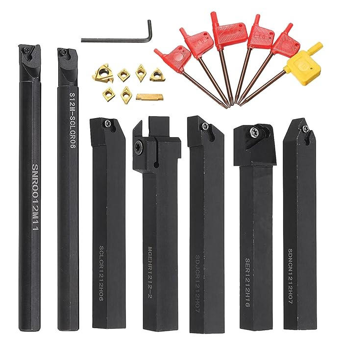 Buy Lathe Turning Tool, 1/2" Shank 7 Pieces Carbide Lathe Threading