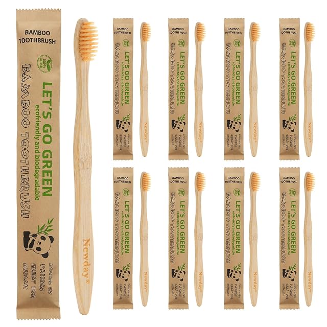 100 Pack Bamboo Toothbrushes Bulk Individually Wrapped BPA Free Soft Bristles Toothbrush for Adults ECO Friendly Toothbrushes for
