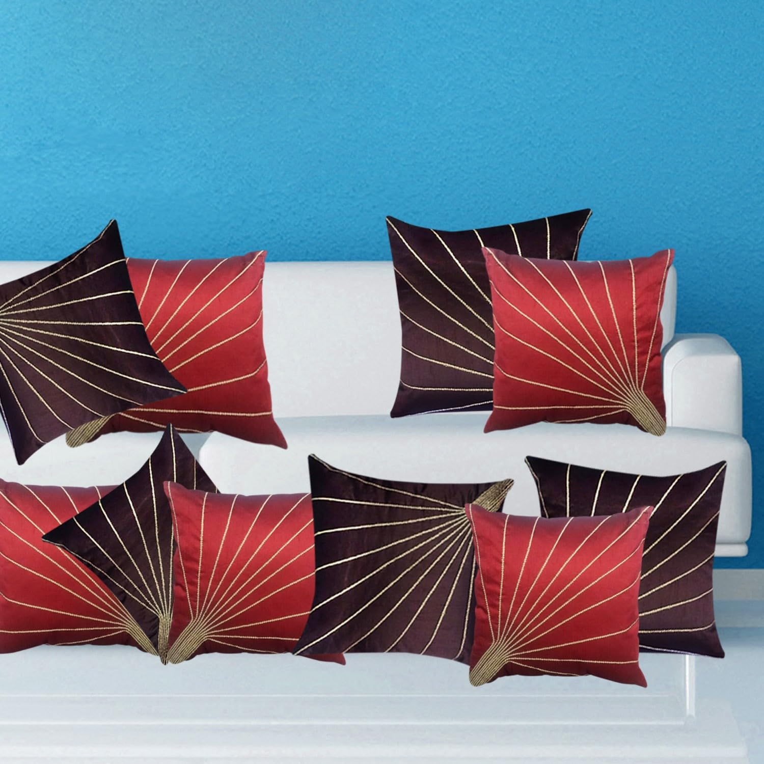 Multicolor Silk Cushion Covers - Set of 5 -9