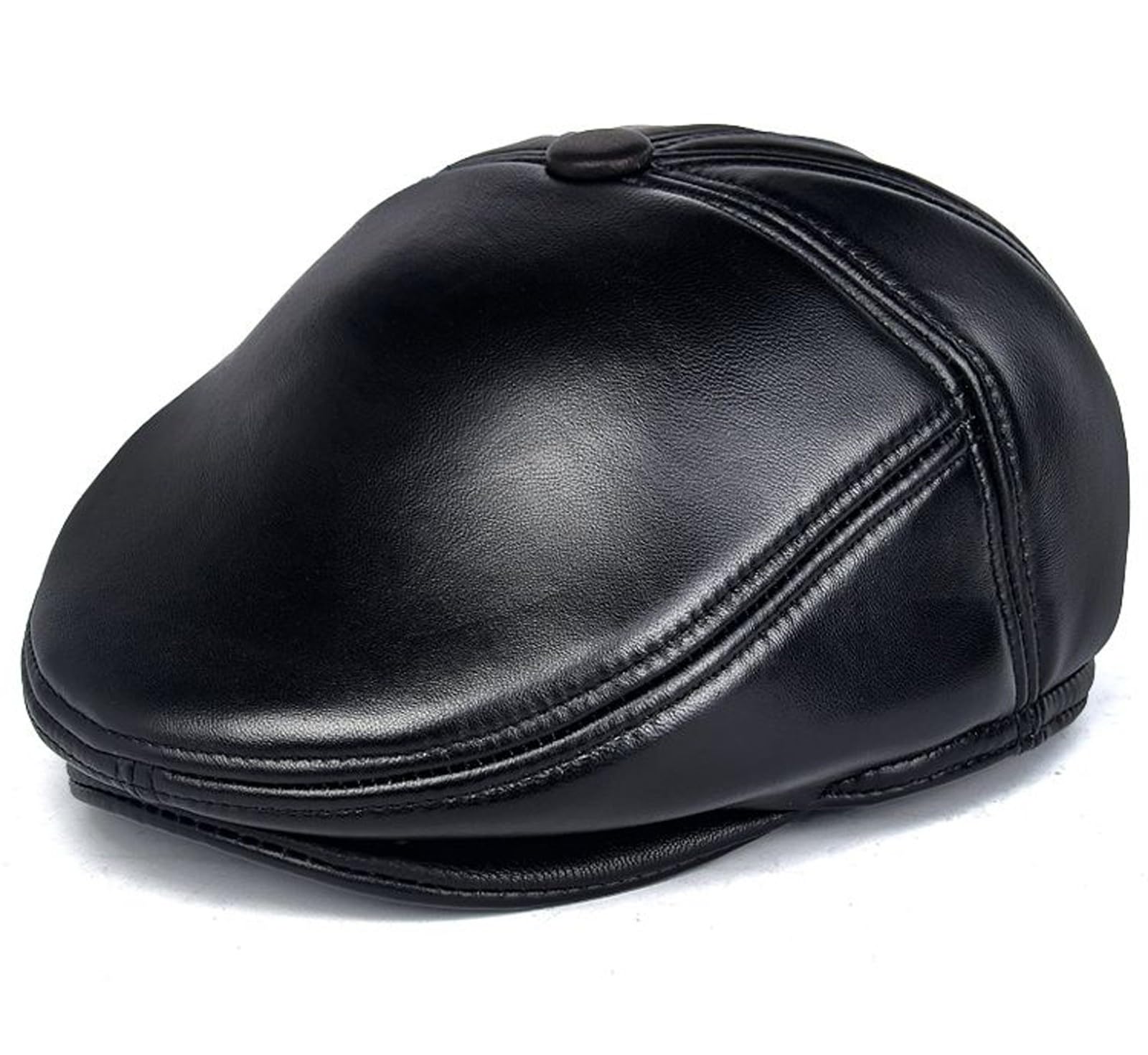 Cappello Classico da Uomo in Vera Pelle con Paraorecchie Reversibili, Ideale per Brevi Viaggi e Vacanze al Freddo(55-56cm(21.65-22 in))