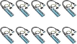 QNINE PCIe Riser 10 Pack, GPU Riser Adapter Card, PCI Express 1X to 16X Extender, Mining Graphics Card USB 3.0 Extension, 6pin MOLEX to SATA Power Cable for Ethereum Bitcoin Litecoin Device