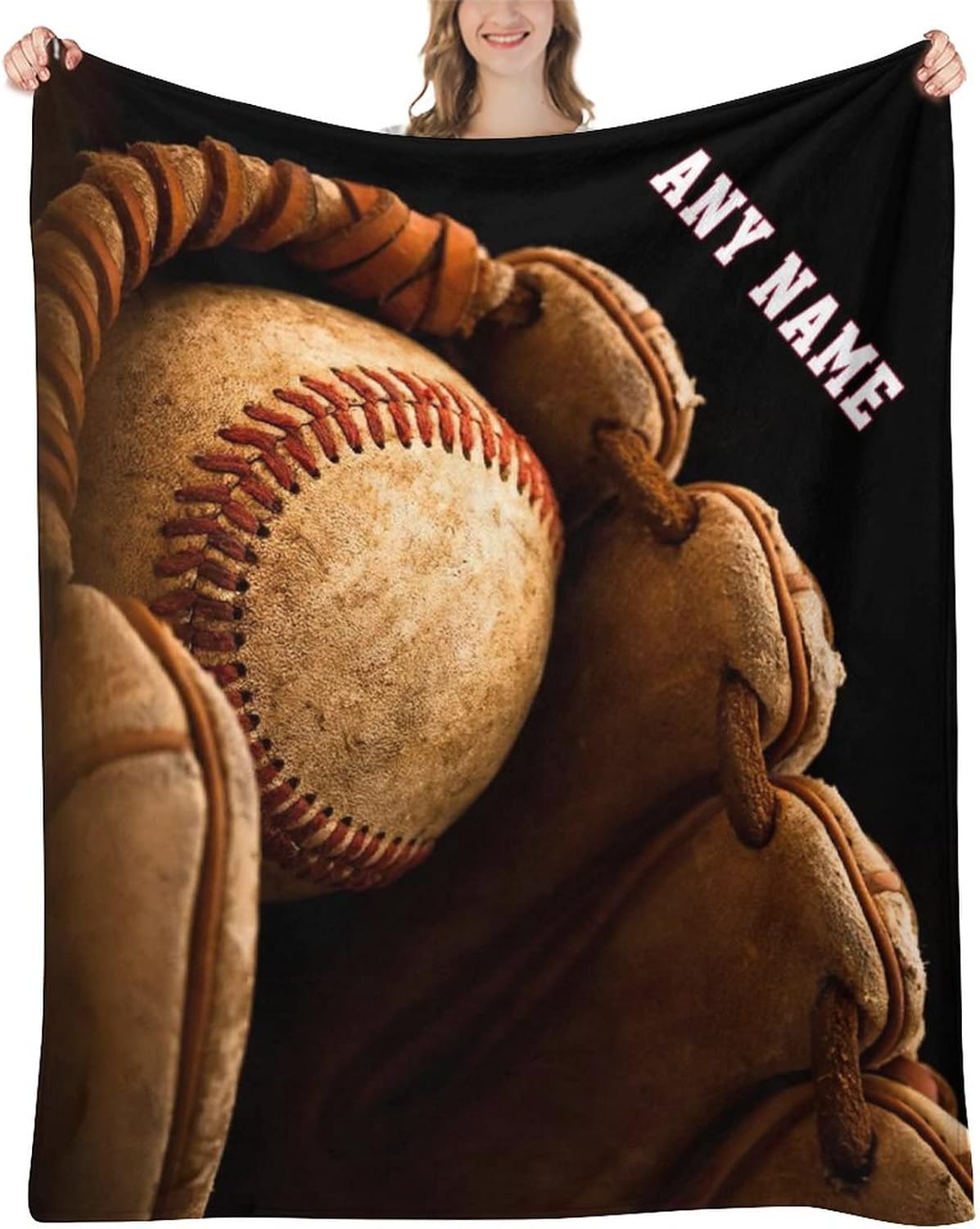 Oplamigy Baseball Blanket Personalized Name Blanket for