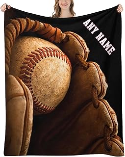 Baseball Blanket Personalized Name Blanket for Kids Adults Custom Baseball Blankets with Name Sports Customized Throw Blanket for Boys Mens Gifts 40