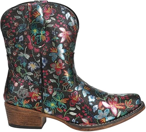 ROPER Botas casuales de mujer Ingrid con punta triangular floral metálica, tacón bajo de 1-2 pulgadas, tobillo - Multi