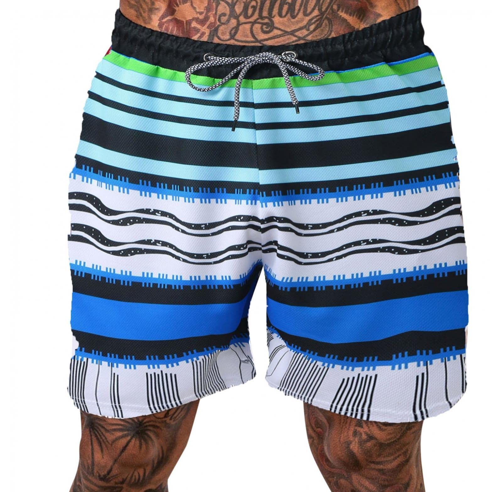 Męskie kąpielówki na lato, na plażę, do surfowania, z podszewką z siateczki, niebieski, 4XL