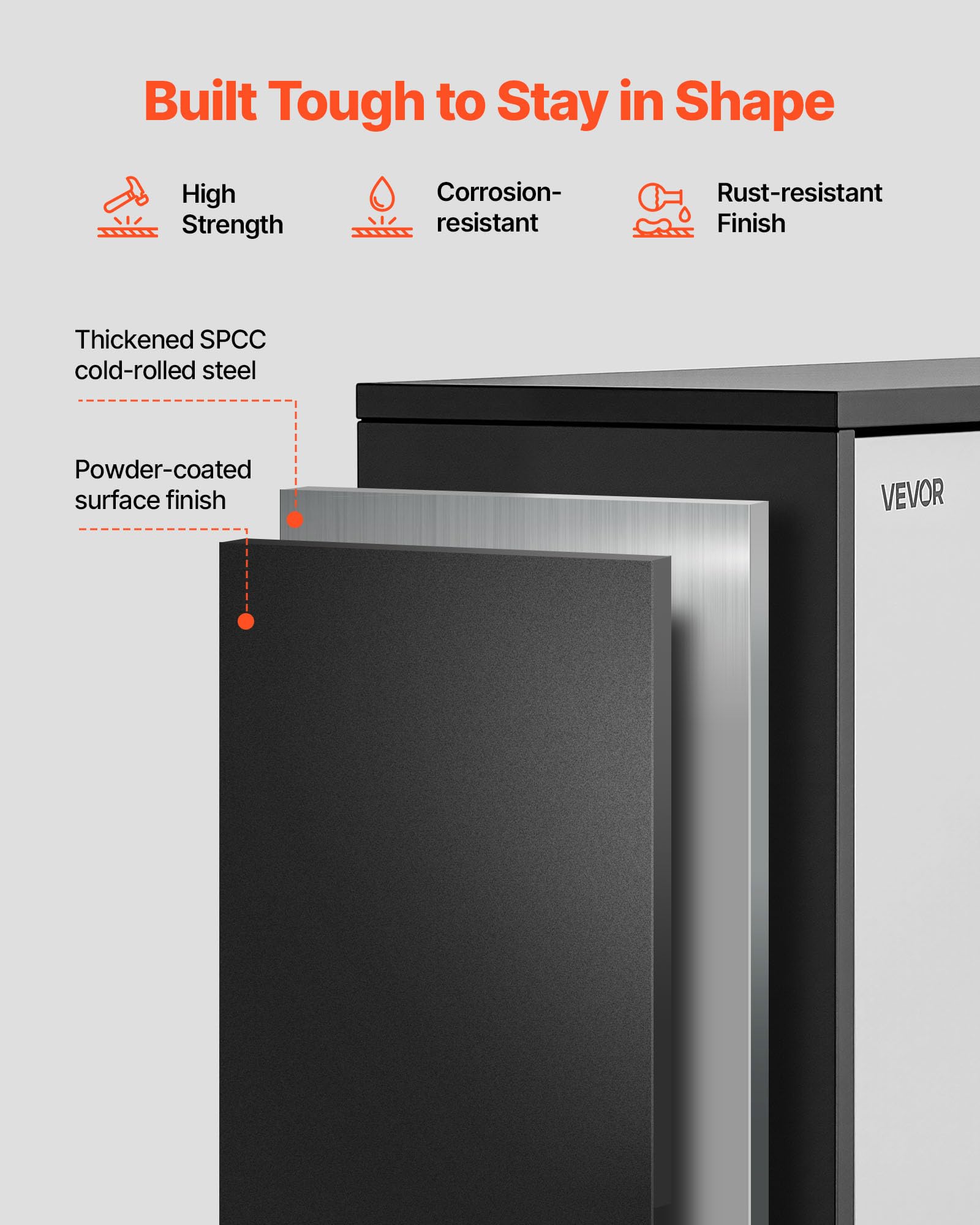 VEVOR Mobiletto da Parete in Metallo, 770 x 305 x 500 mm, Mobiletto Portautensili Sospeso con Ante a Ribalta e Ripiano, Capacità di Carico 108,9 kg per Garage, Cantina, Cucina, Montaggio Richiesto