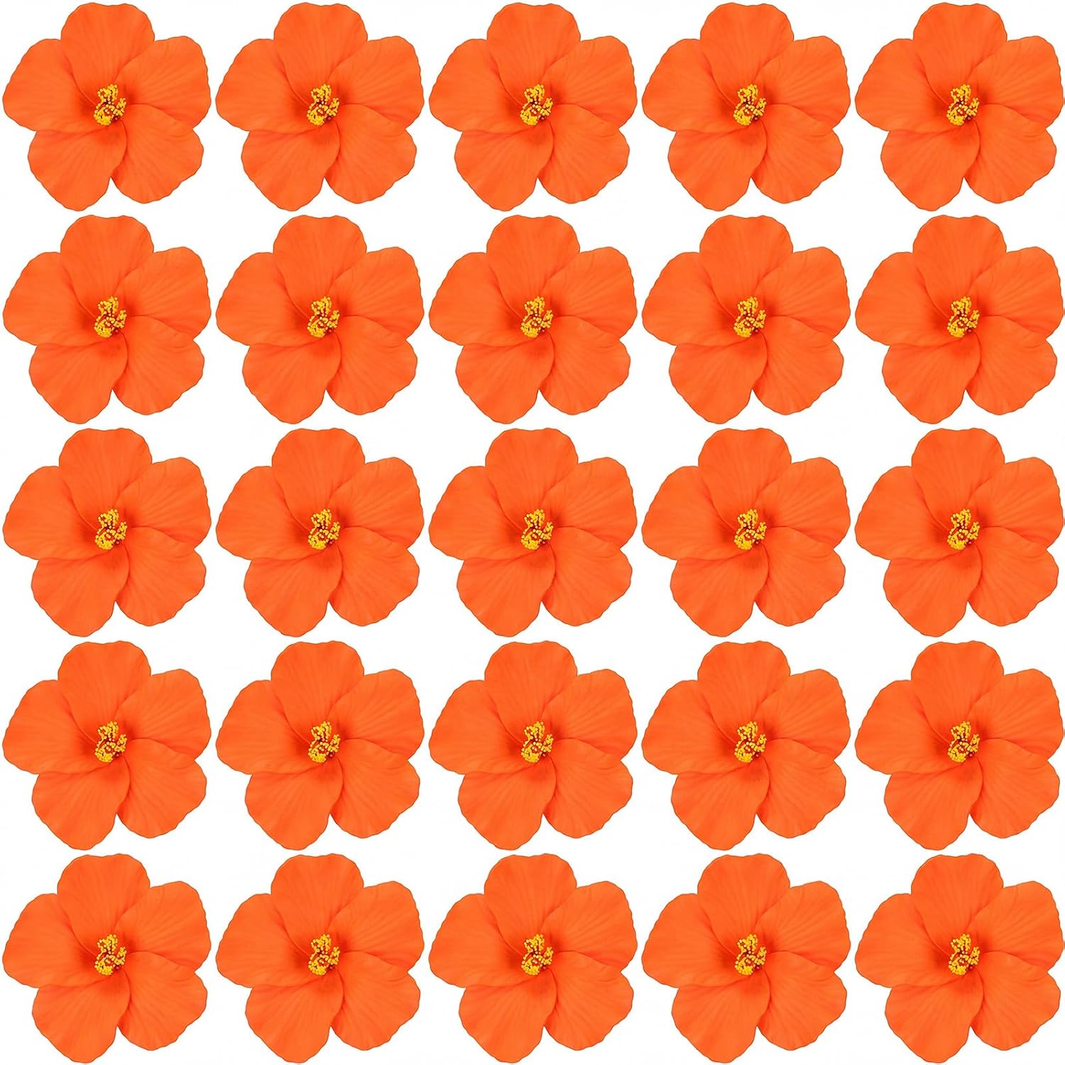 Unittype Orange 100 Pcs Artificial Hibiscus Flowers, Foam Tropical Flowers